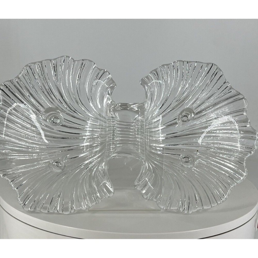 Clam Seashell Mikasa Walther Double Sided Footed Dish Crystal